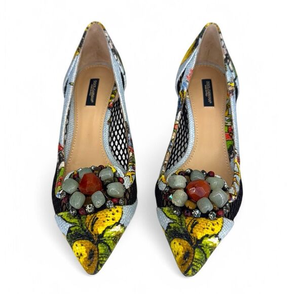 DOLCE & GABBANA Spring 2013 Runway Lemon Print Pumps IT38.5 - Picture 4 of 9